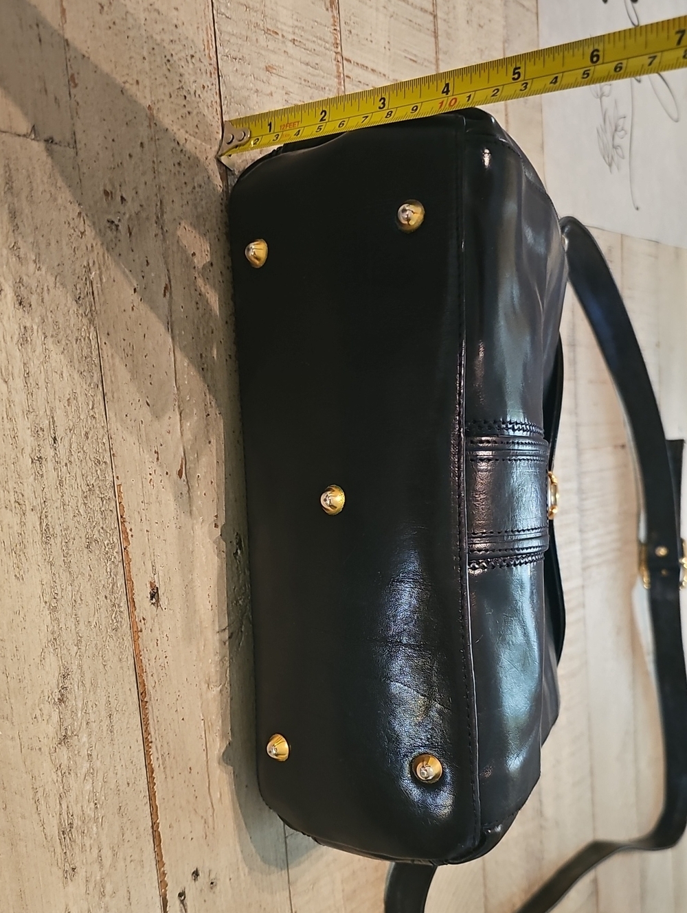 Marino Orlandi Black Leather Crossbody with Gold-Tone Lock - Picture 7 of 8